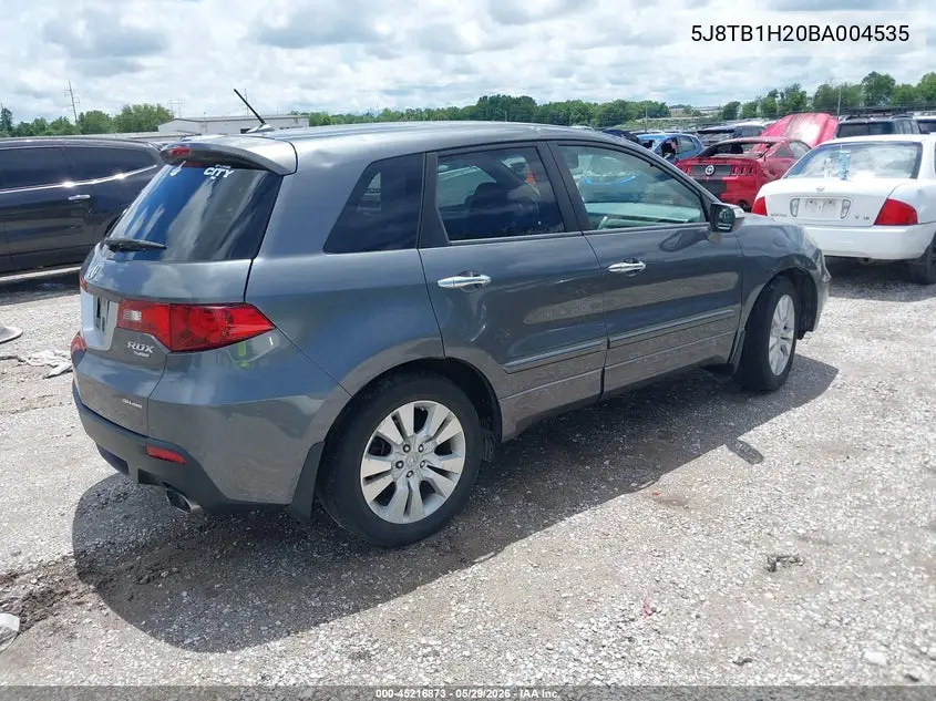 2011 Acura Rdx VIN: 5J8TB1H20BA004535 Lot: 45216873