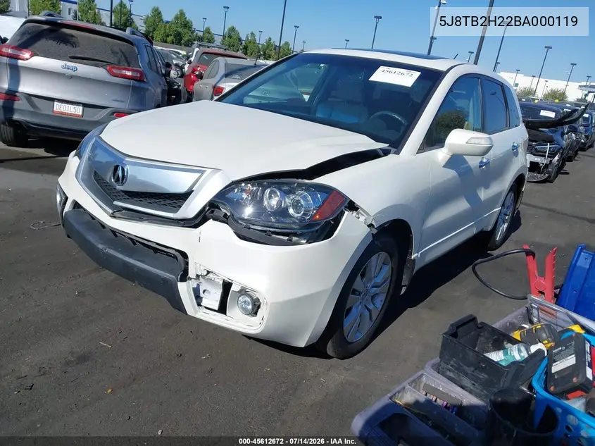 2011 Acura Rdx VIN: 5J8TB2H22BA000119 Lot: 45612672