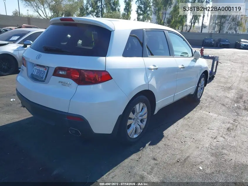 2011 Acura Rdx VIN: 5J8TB2H22BA000119 Lot: 45612672