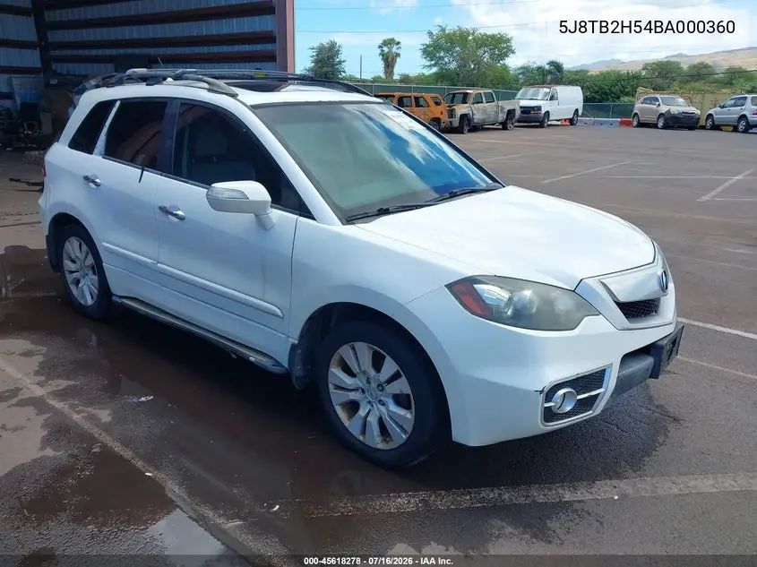 2011 Acura Rdx VIN: 5J8TB2H54BA000360 Lot: 45618278