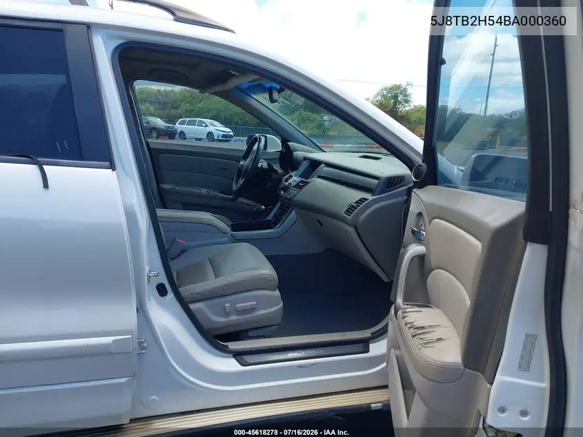 2011 Acura Rdx VIN: 5J8TB2H54BA000360 Lot: 45618278
