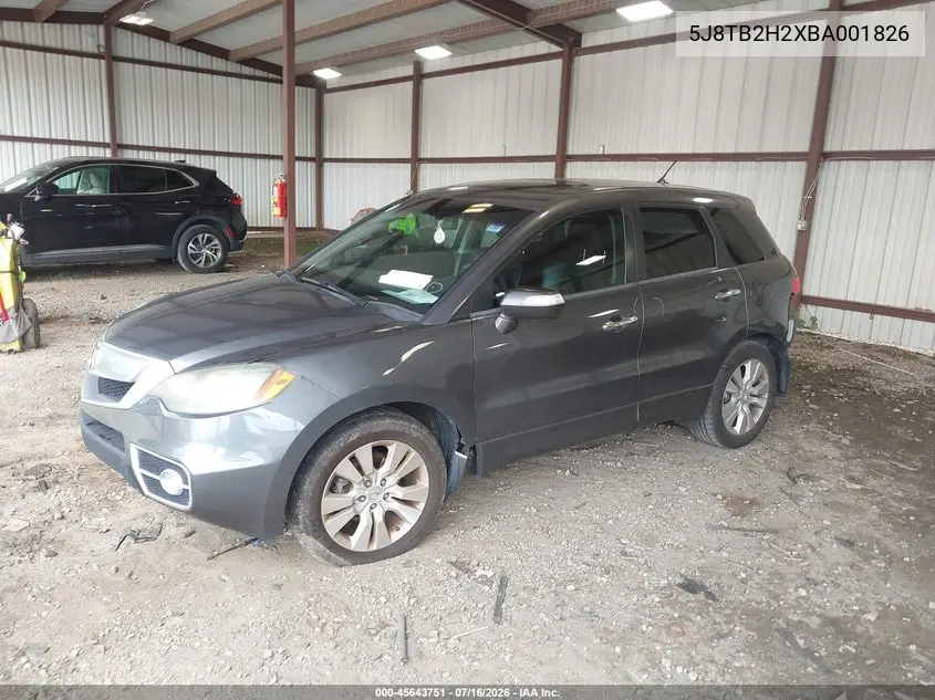 2011 Acura Rdx VIN: 5J8TB2H2XBA001826 Lot: 45643751