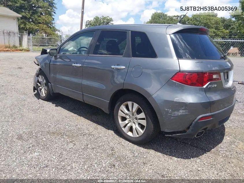 2011 Acura Rdx VIN: 5J8TB2H53BA005369 Lot: 45668857