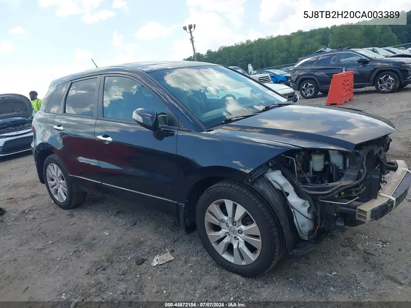 2012 Acura Rdx VIN: 5J8TB2H20CA003389 Lot: 45572104