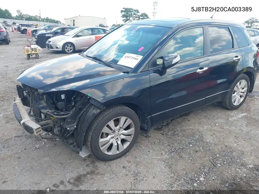 2012 Acura Rdx VIN: 5J8TB2H20CA003389 Lot: 45572104