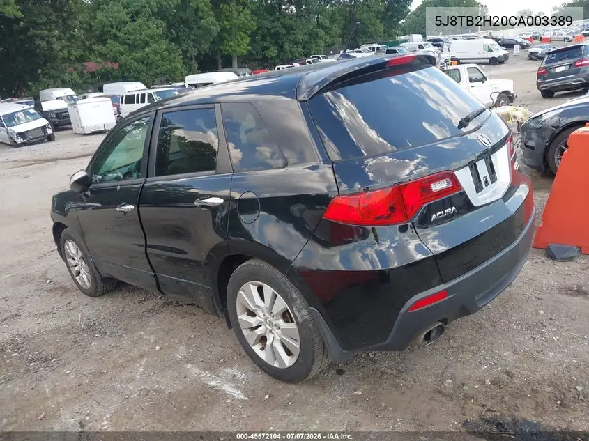 2012 Acura Rdx VIN: 5J8TB2H20CA003389 Lot: 45572104