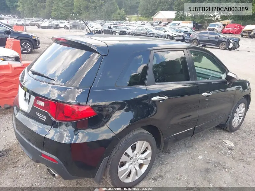 2012 Acura Rdx VIN: 5J8TB2H20CA003389 Lot: 45572104