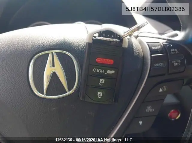 2013 Acura Rdx Technology VIN: 5J8TB4H57DL802386 Lot: 12632136