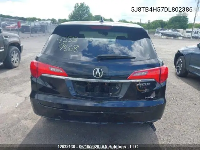 2013 Acura Rdx Technology VIN: 5J8TB4H57DL802386 Lot: 12632136