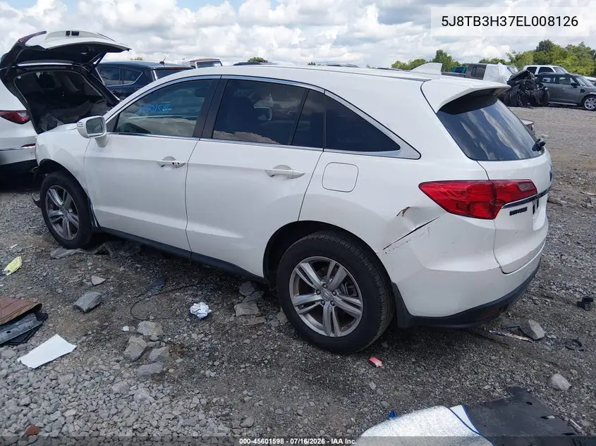 2014 Acura Rdx VIN: 5J8TB3H37EL008126 Lot: 45601598