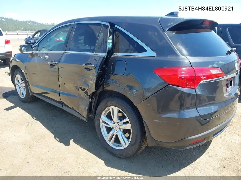 2014 Acura Rdx VIN: 5J8TB4H34EL800921 Lot: 45625802