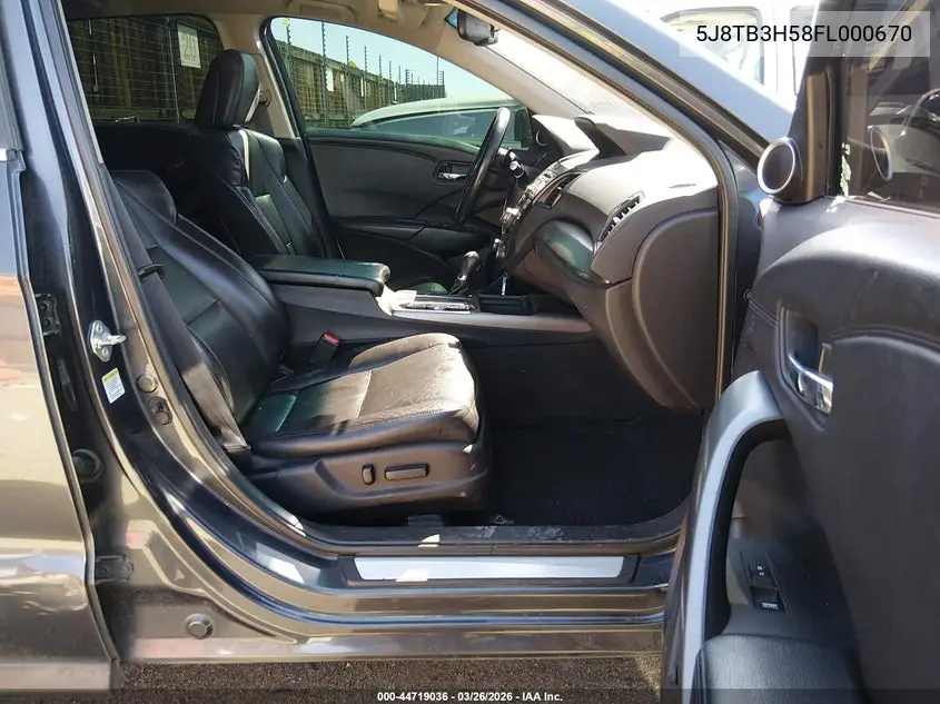 2015 Acura Rdx VIN: 5J8TB3H58FL000670 Lot: 44719036