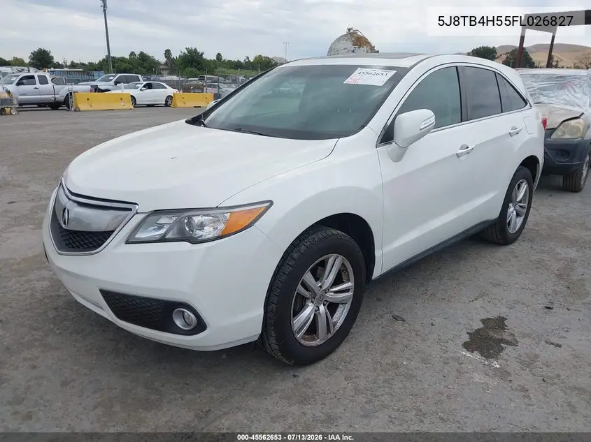 2015 Acura Rdx VIN: 5J8TB4H55FL026827 Lot: 45562653