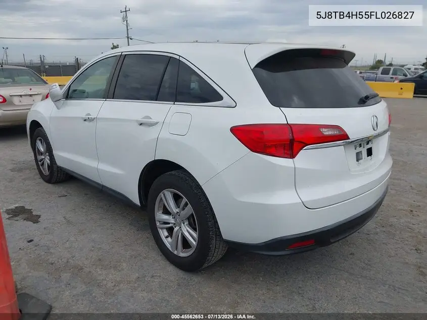 2015 Acura Rdx VIN: 5J8TB4H55FL026827 Lot: 45562653