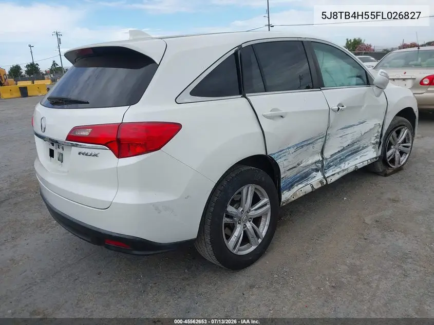 2015 Acura Rdx VIN: 5J8TB4H55FL026827 Lot: 45562653