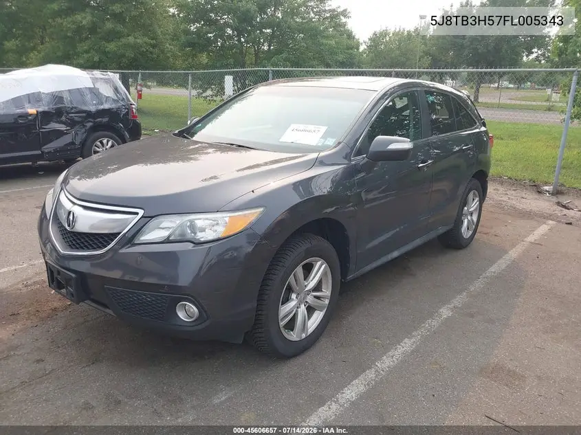 2015 Acura Rdx VIN: 5J8TB3H57FL005343 Lot: 45606657