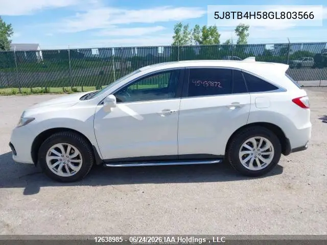 2016 Acura Rdx Technology VIN: 5J8TB4H58GL803566 Lot: 12638985
