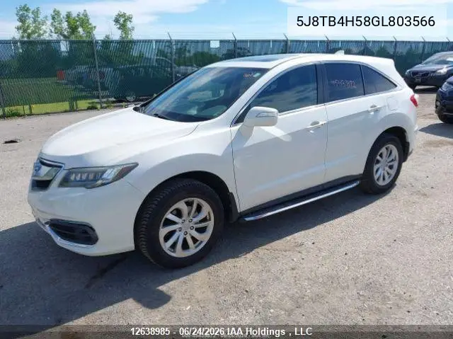 2016 Acura Rdx Technology VIN: 5J8TB4H58GL803566 Lot: 12638985