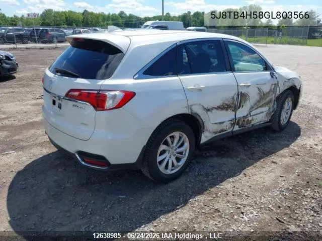 2016 Acura Rdx Technology VIN: 5J8TB4H58GL803566 Lot: 12638985