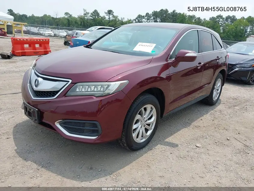 2016 Acura Rdx Technology Acurawatch Plus Packages/Technology Package VIN: 5J8TB4H55GL008765 Lot: 45611153