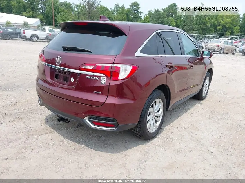 2016 Acura Rdx Technology Acurawatch Plus Packages/Technology Package VIN: 5J8TB4H55GL008765 Lot: 45611153