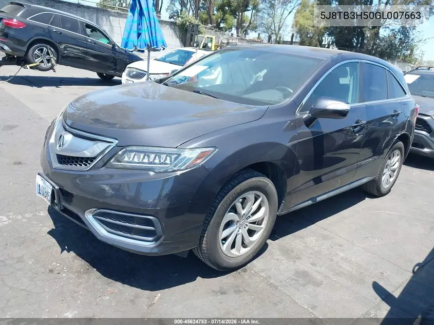 2016 Acura Rdx Technology Acurawatch Plus Packages/Technology Package VIN: 5J8TB3H50GL007663 Lot: 45624753