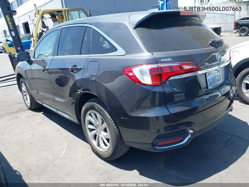 2016 Acura Rdx Technology Acurawatch Plus Packages/Technology Package VIN: 5J8TB3H50GL007663 Lot: 45624753
