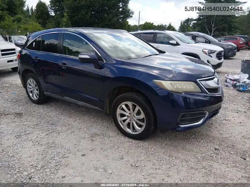 2016 Acura Rdx Technology Acurawatch Plus Packages/Technology Package VIN: 5J8TB4H54GL024648 Lot: 45638487