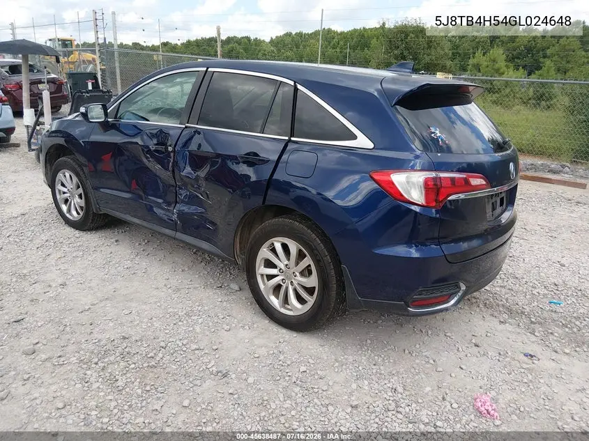 2016 Acura Rdx Technology Acurawatch Plus Packages/Technology Package VIN: 5J8TB4H54GL024648 Lot: 45638487