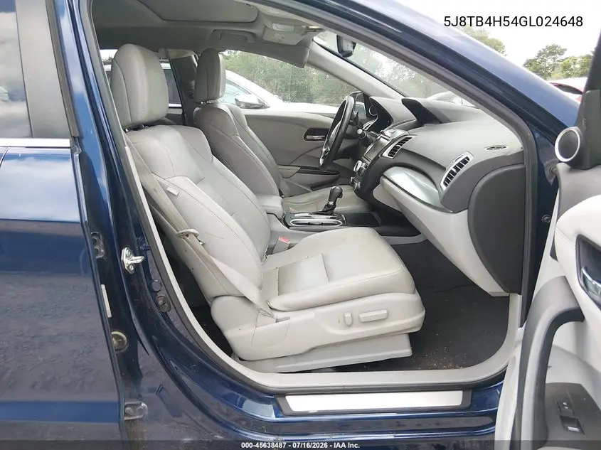 2016 Acura Rdx Technology Acurawatch Plus Packages/Technology Package VIN: 5J8TB4H54GL024648 Lot: 45638487