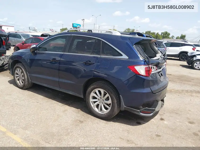 2016 Acura Rdx Technology Acurawatch Plus Packages/Technology Package VIN: 5J8TB3H58GL008902 Lot: 45652890
