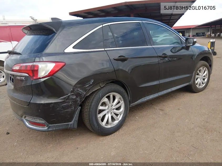 2016 Acura Rdx Technology Acurawatch Plus Packages/Technology Package VIN: 5J8TB3H52GL016705 Lot: 45654309