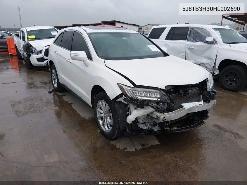 2017 Acura Rdx Acurawatch Plus Package VIN: 5J8TB3H30HL002690 Lot: 45603804
