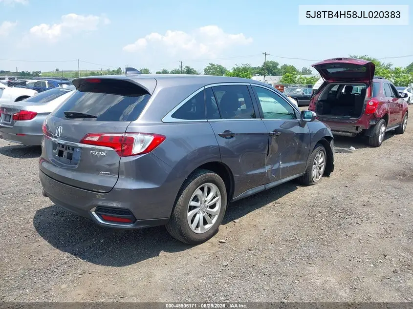 2018 Acura Rdx Technology Acurawatch Plus Packages/Technology Package VIN: 5J8TB4H58JL020383 Lot: 45506171
