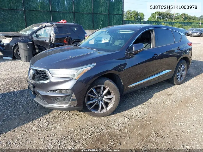 2019 Acura Rdx Technology Package VIN: 5J8TC2H51KL000978 Lot: 45564480