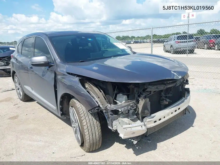 2019 Acura Rdx Technology Package VIN: 5J8TC1H53KL019560 Lot: 45627182