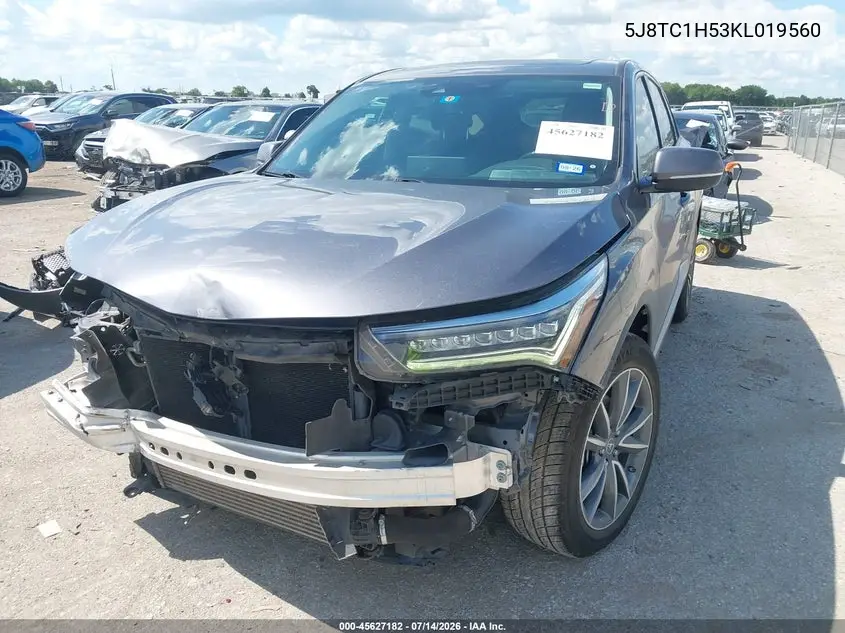 2019 Acura Rdx Technology Package VIN: 5J8TC1H53KL019560 Lot: 45627182