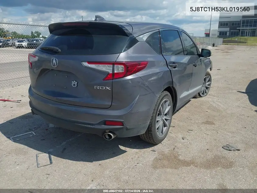 2019 Acura Rdx Technology Package VIN: 5J8TC1H53KL019560 Lot: 45627182