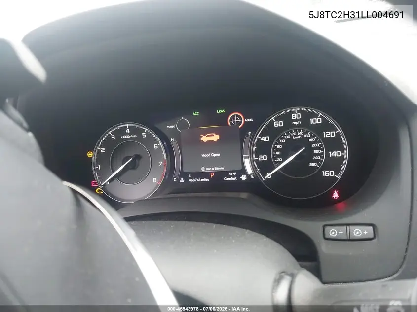 2020 Acura Rdx Standard VIN: 5J8TC2H31LL004691 Lot: 45543978