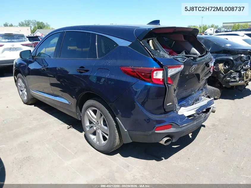 2021 Acura Rdx Advance Package/Pmc Edition VIN: 5J8TC2H72ML008737 Lot: 45213200
