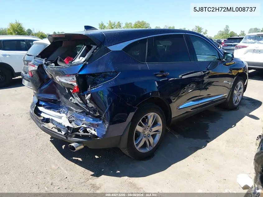 2021 Acura Rdx Advance Package/Pmc Edition VIN: 5J8TC2H72ML008737 Lot: 45213200