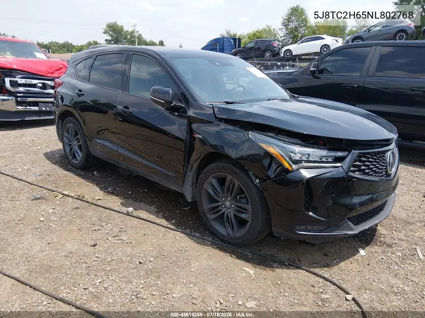 2022 Acura Rdx A-Spec Package VIN: 5J8TC2H65NL802768 Lot: 45618258