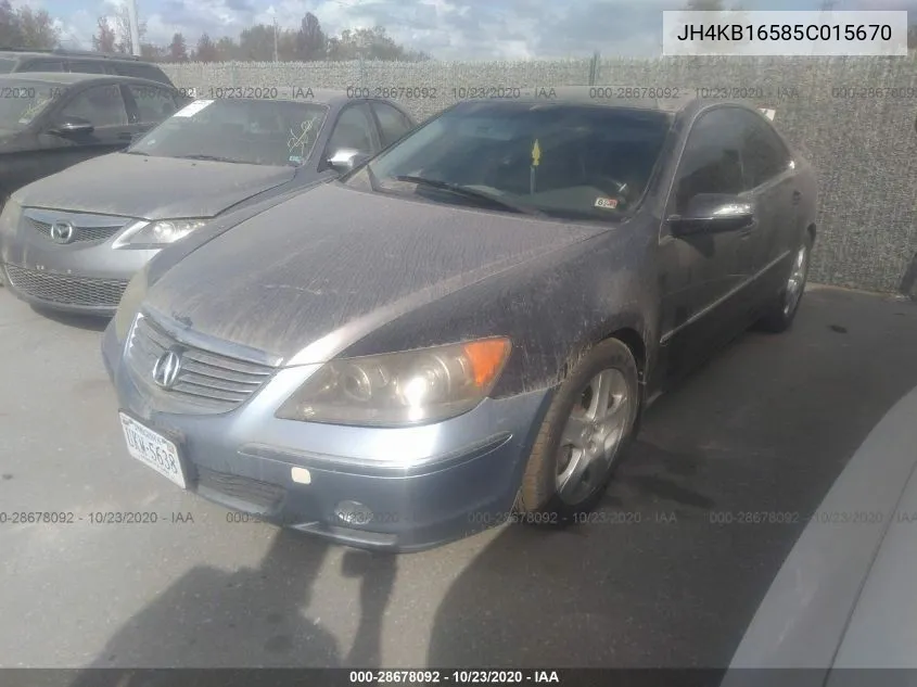 2005 Acura Rl VIN: JH4KB16585C015670 Lot: 28678092