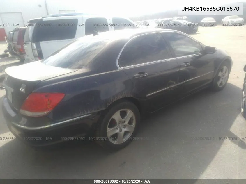 2005 Acura Rl VIN: JH4KB16585C015670 Lot: 28678092