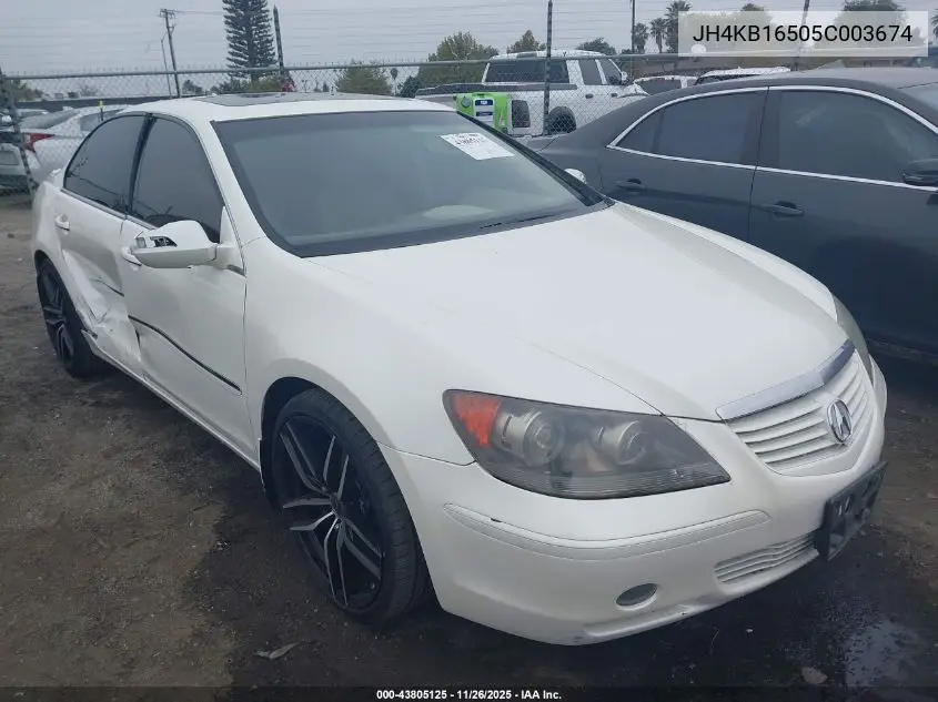 2005 Acura Rl 3.5 VIN: JH4KB16505C003674 Lot: 43805125