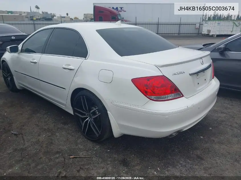 2005 Acura Rl 3.5 VIN: JH4KB16505C003674 Lot: 43805125