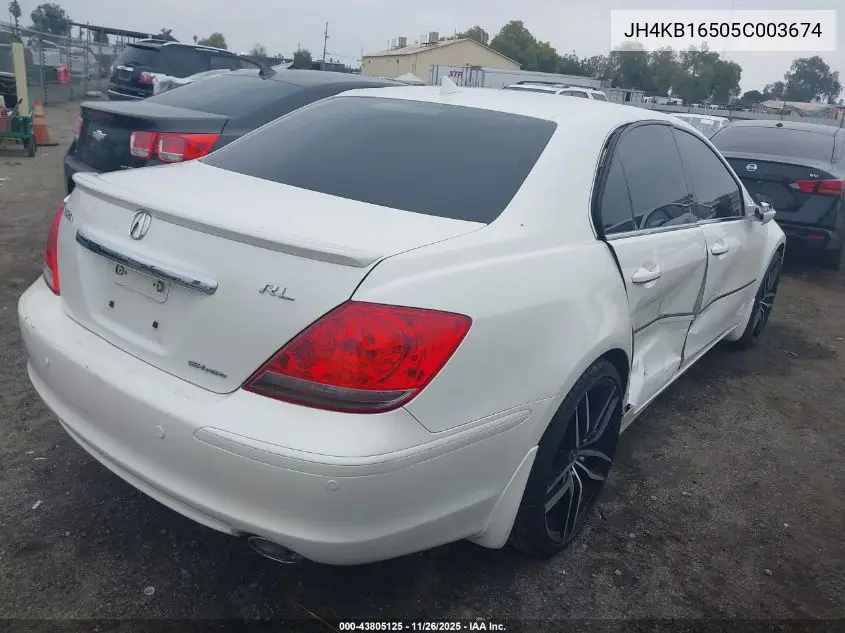 2005 Acura Rl 3.5 VIN: JH4KB16505C003674 Lot: 43805125