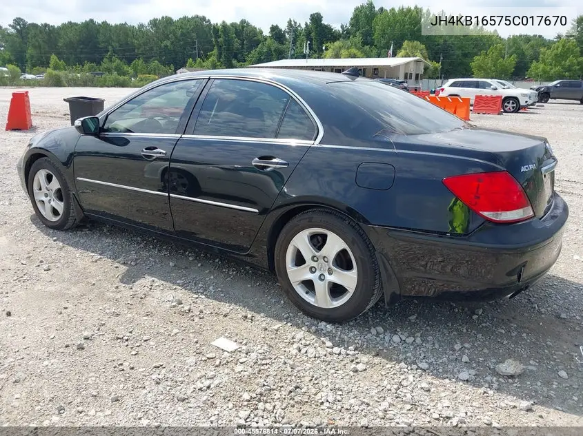 2005 Acura Rl 3.5 VIN: JH4KB16575C017670 Lot: 45576814