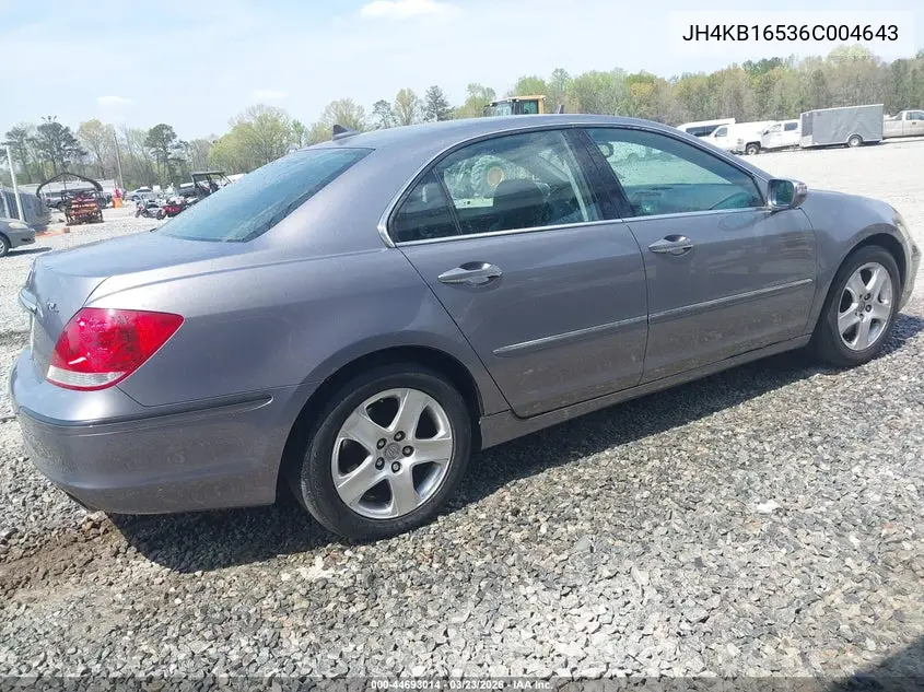 2006 Acura Rl 3.5 VIN: JH4KB16536C004643 Lot: 44693014