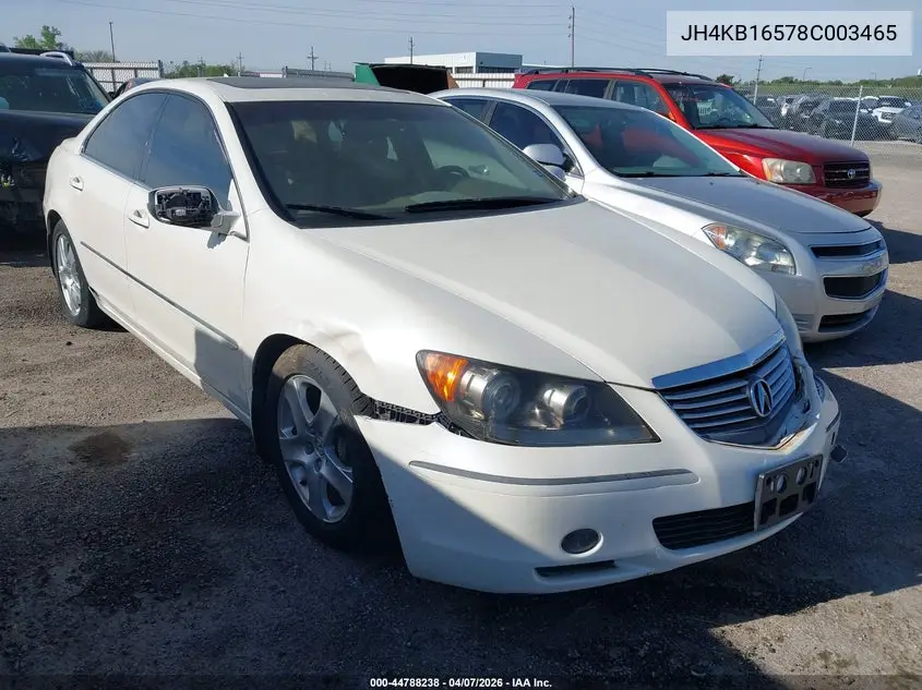 2008 Acura Rl 3.5 VIN: JH4KB16578C003465 Lot: 44788238